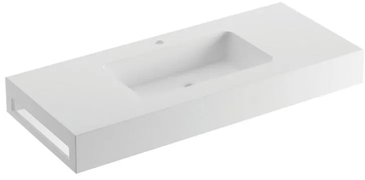 Lavabo a incasso rettangolare L 120 x H 14 x P 46 cm in solid surface bianco