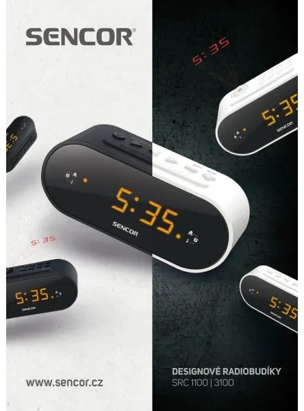 Sencor - Radio sveglia con LED display e proiettore 5W/230V 1xCR2032 bianco