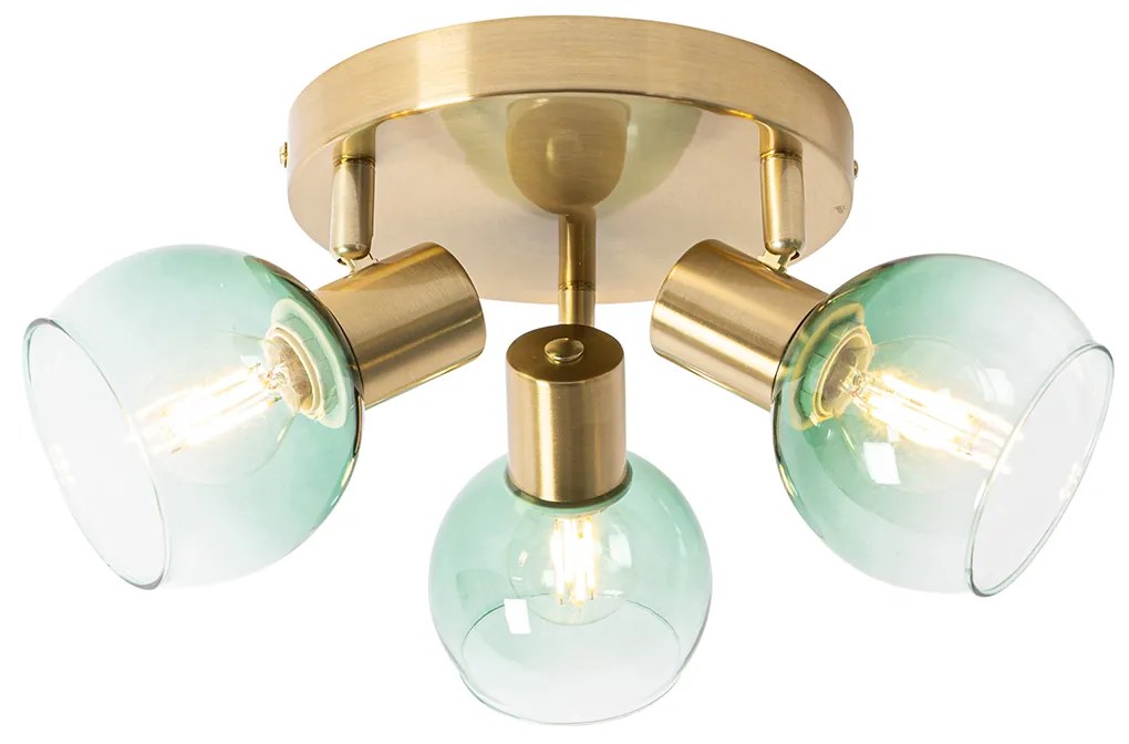 Plafoniera Art Déco oro con vetro verde 3 luci - VIDRO