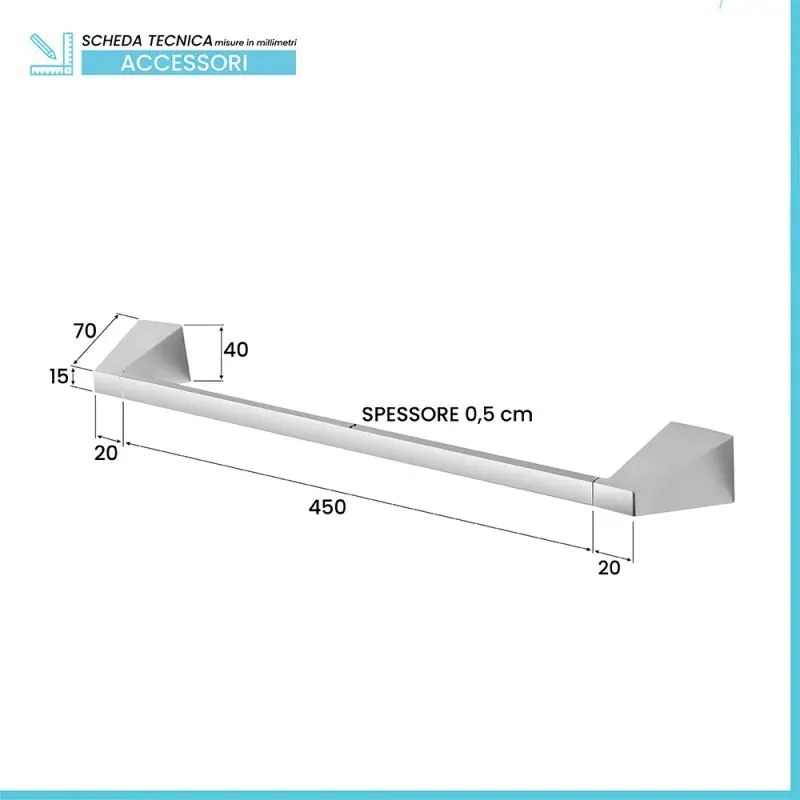 Set con appendino, porta rotolo e porta salviette a muro cromo Giza