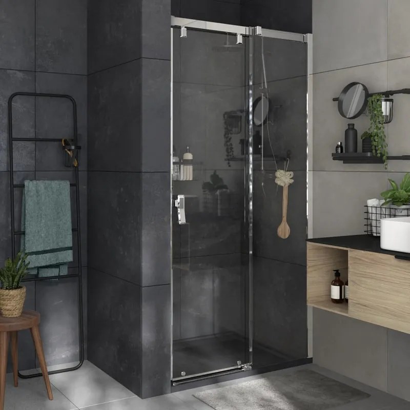 Porta doccia scorrevole Neo, L 96.6-99.6 cm x H 200 cm x SP 8 mm, profilo cromo