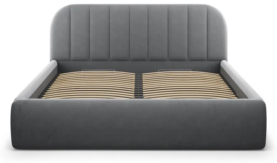 Letto matrimoniale imbottito grigio con contenitore con rete inclusa 140x200 cm Juno – Windsor &amp; Co Sofas