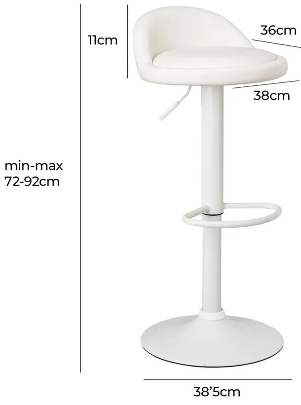 Sgabelli da bar bianchi ad altezza regolabile in similpelle in set di 2 (altezza seduta 72 cm) - Casa Selección