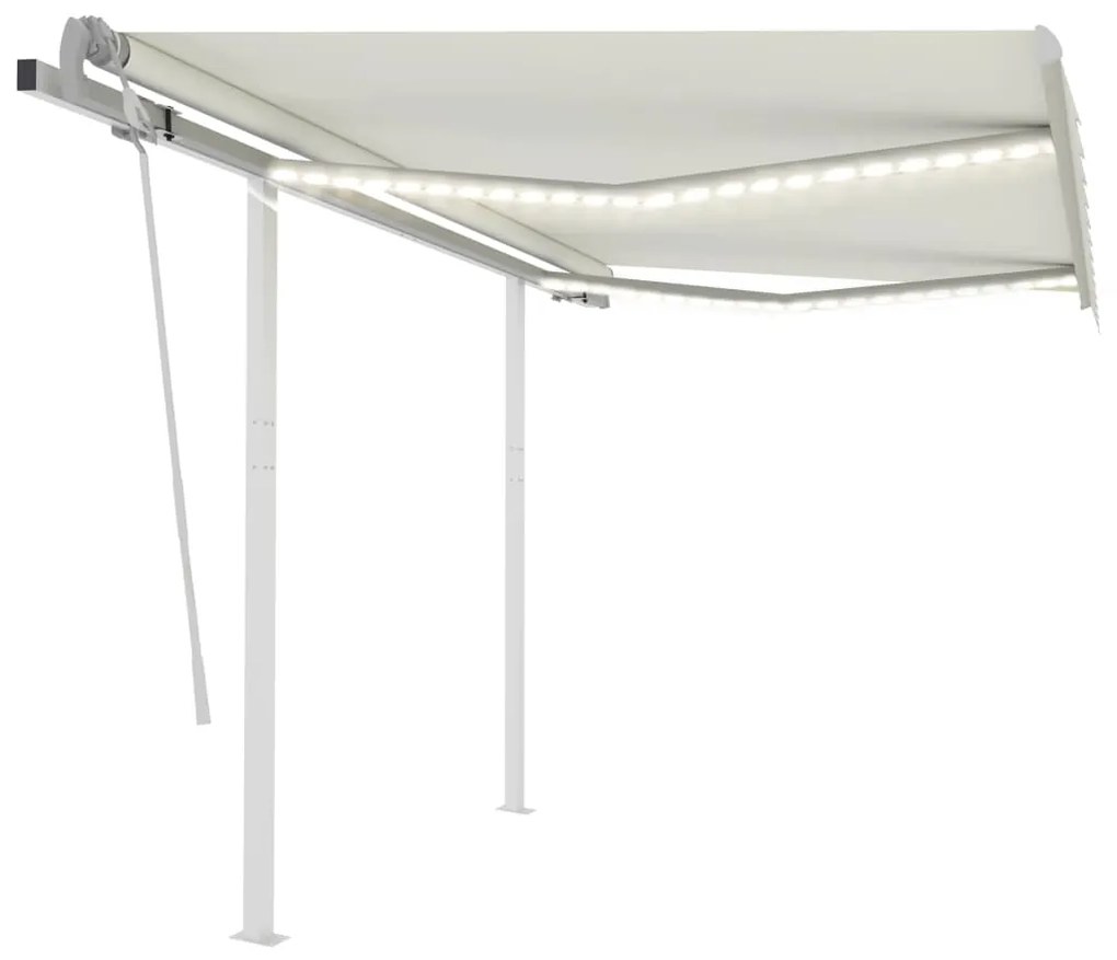 Tenda Da Sole Retrattile Manuale Con Led 3x2,5 M Crema /