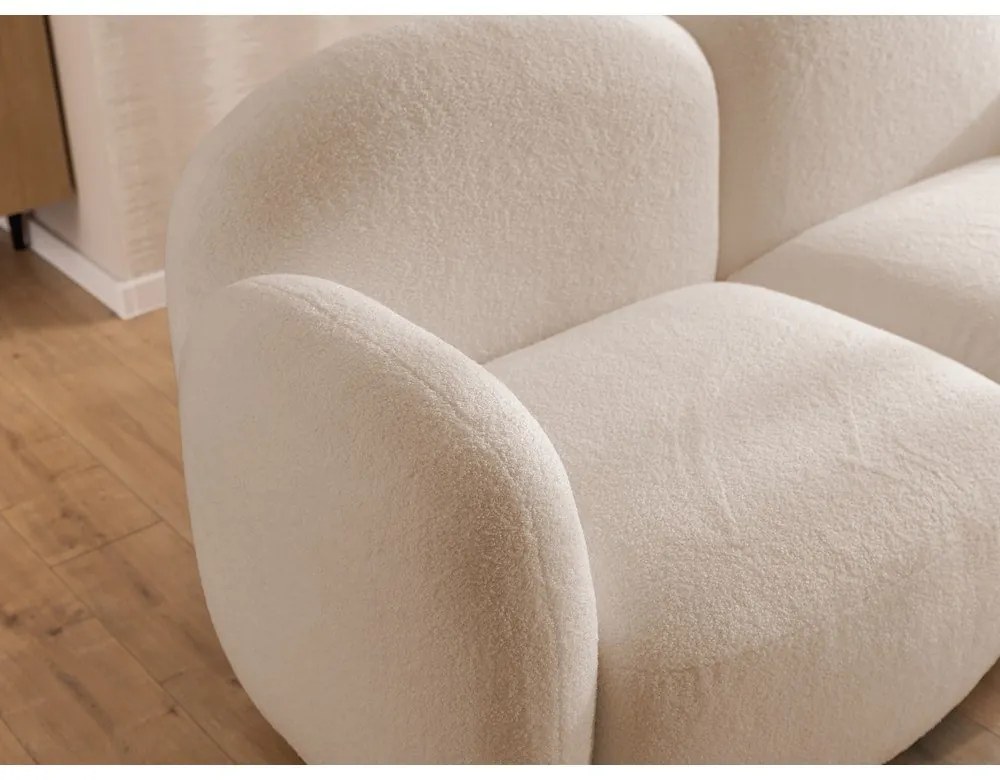 Divano angolare marrone chiaro (con penisola a destra/con chaise lounge) con rivestimento in bouclé Orbit – Ropez