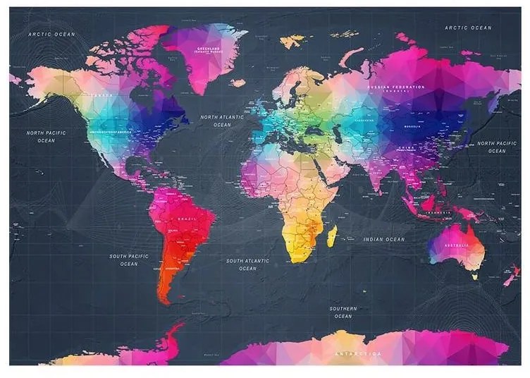 Fotomurale adesivo  World Map: Colourful Crystals  Larghezza x Altezza Home decor 147x105