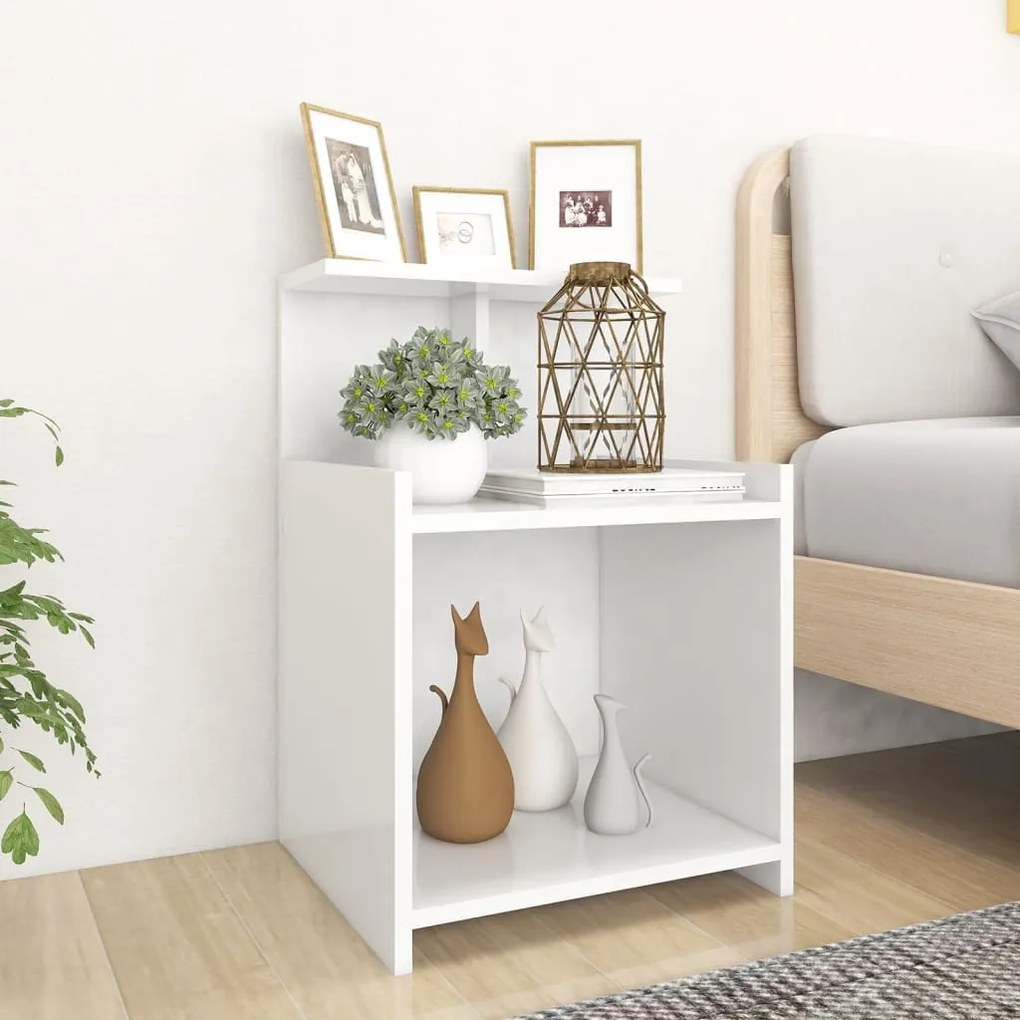 Comodini 2 Pz Bianchi 40x35x60 Cm İn Legno Multistrato /