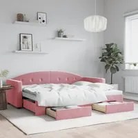 Divano Letto Estraibile con Cassetti Rosa 80x200 cm Velluto 3197345