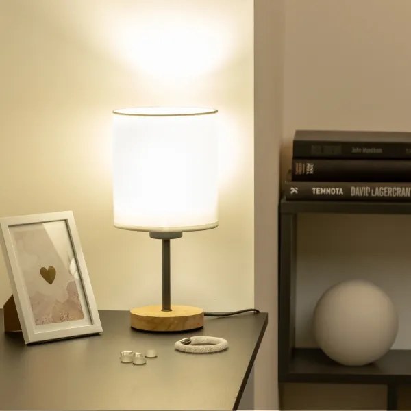 Brilagi - Lampada da tavolo NUBILA WOOD 1xE27/25W/230V quercia/bianco