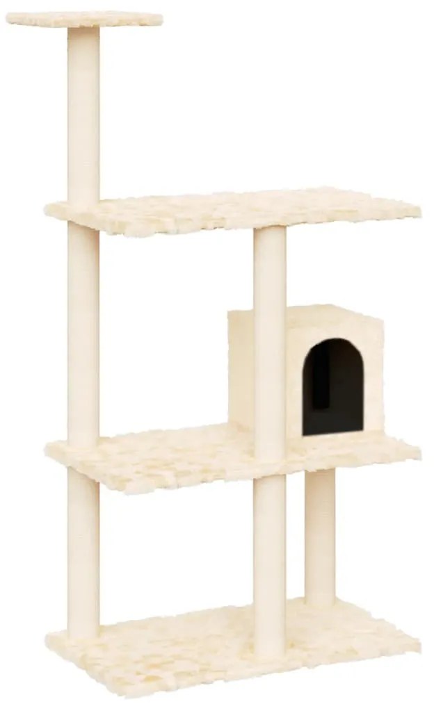 Albero per gatti con tiragraffi in sisal crema 119 cm