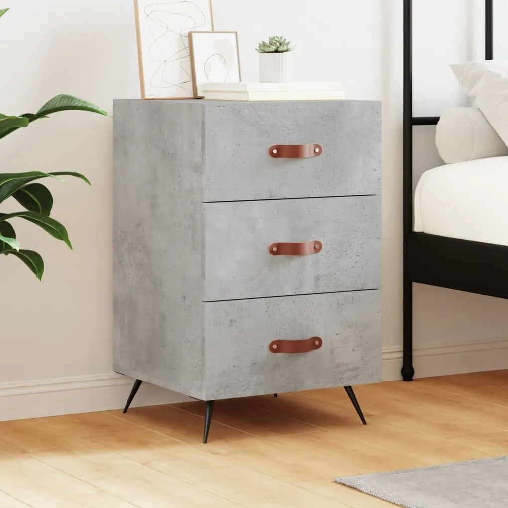 Comodino Grigio Cemento 40x40x66 Cm İn Legno Multistrato /