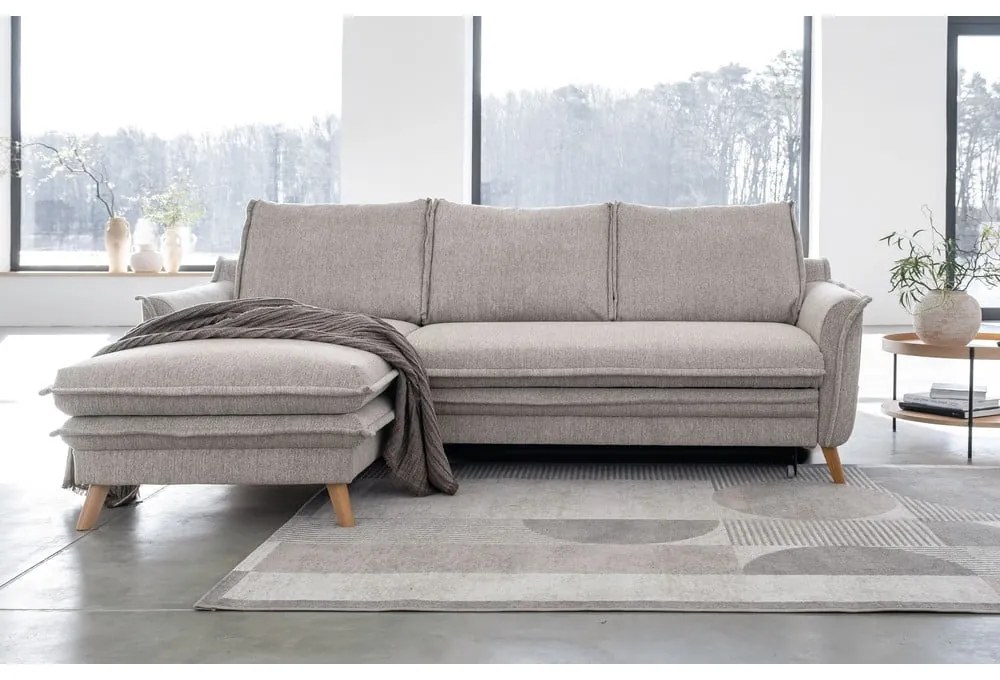 Divano angolare greige allungabile/con contenitore (con penisola a sinistra/con chaise lounge) Charming Charlie – Miuform