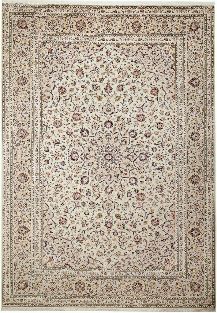 Kashan Tappeto 240 x 350 Beige (Iran) Annodato A Mano