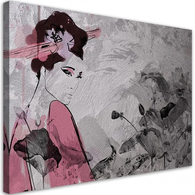 Quadro su tela, Geisha giapponese  Dimensioni 60x40