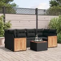 Set Divani da Giardino con Cuscini 7pz Nero Polyrattancod mxl 92873