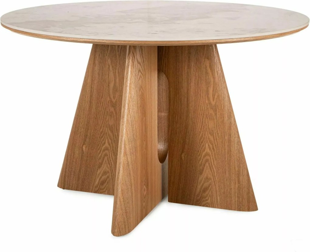 Tavolo Alzano Ceramic effetto marmo bianco lucido e rovere – 160x90x76 cm