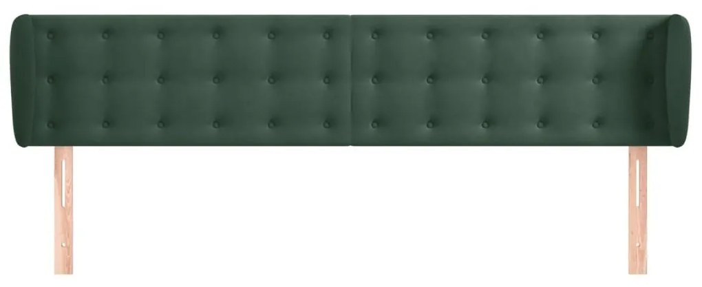 Testiera ad orecchio verde scuro 203x23x78/88 cm in velluto