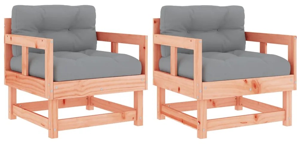 Sedie da giardino con cuscini 2 pz in legno massello di douglas