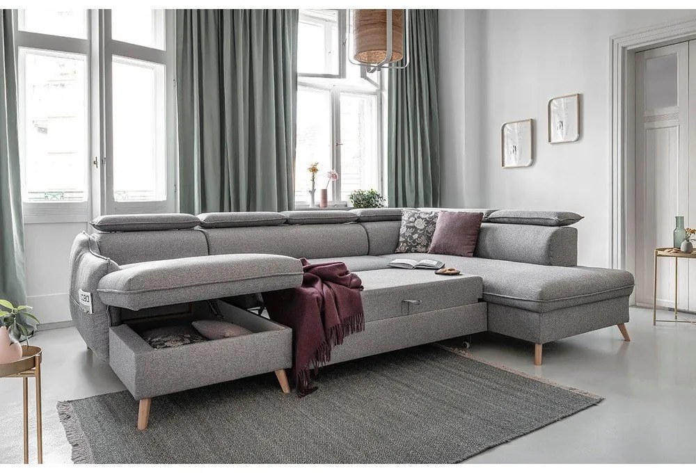 Divano letto angolare grigio chiaro (angolo destro) Sweet Harmony - Miuform
