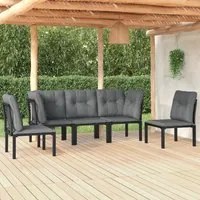 Set Salotto da Giardino 5 pz Nero e Grigio in Polyrattan 3187736