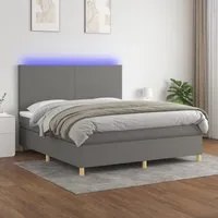 Letto a Molle Materasso e LED Grigio Scuro 160x200cm in Tessuto 3135286