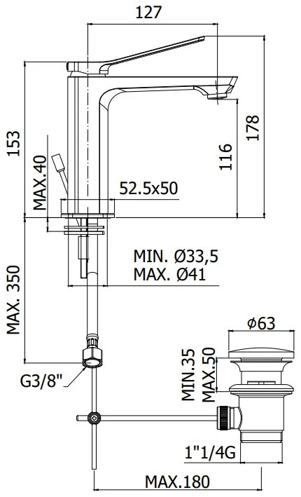 Paffoni Tilt Ti071no Miscelatore Lavabo Senza Scarico Nero Opaco