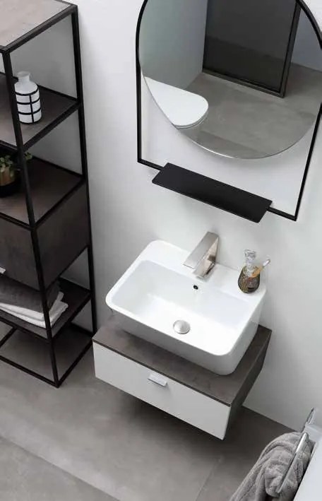 Colavene Wynn lavatoio 70x40 H.25 cm con foro in ceramica bianco lucido