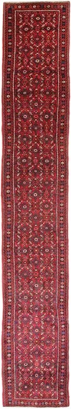 Hamedan Tappeto 510 x 80 Rosso (Iran) Annodato A Mano
