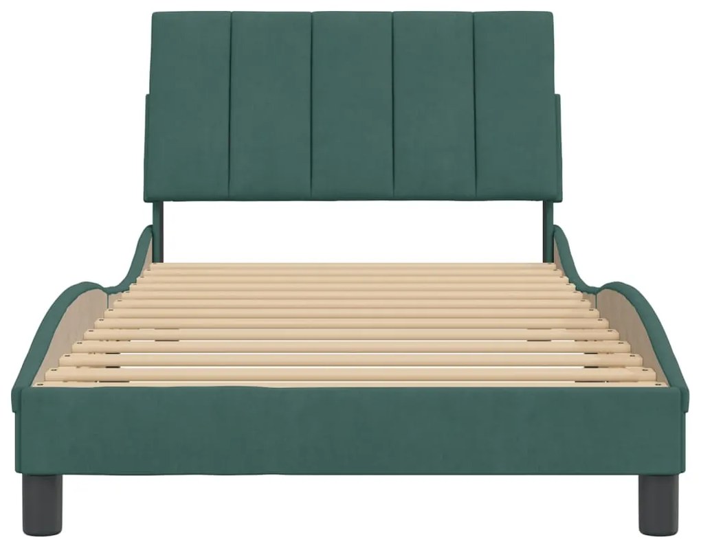 Giroletto con testiera verde scuro 100x200 cm in velluto