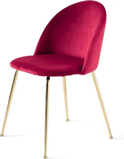 Sedia da pranzo in velluto Rosso e gambe metallo Oro - VENEZIA 2 sedie