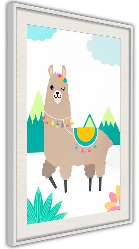 Poster  Playful Llama  Cornice Quadri Cornice nera con pass-partout, Larghezza x Altezza Home decor 40x60