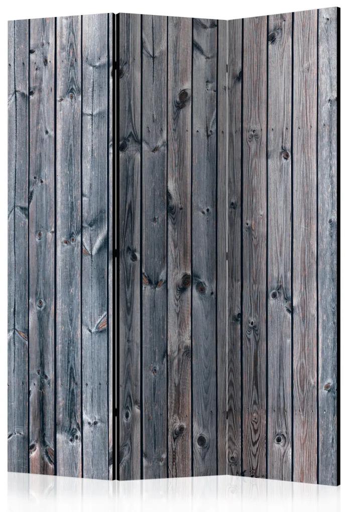 Paravento design Eleganza rustica - texture delle tavole di legno grigio e sbiadito