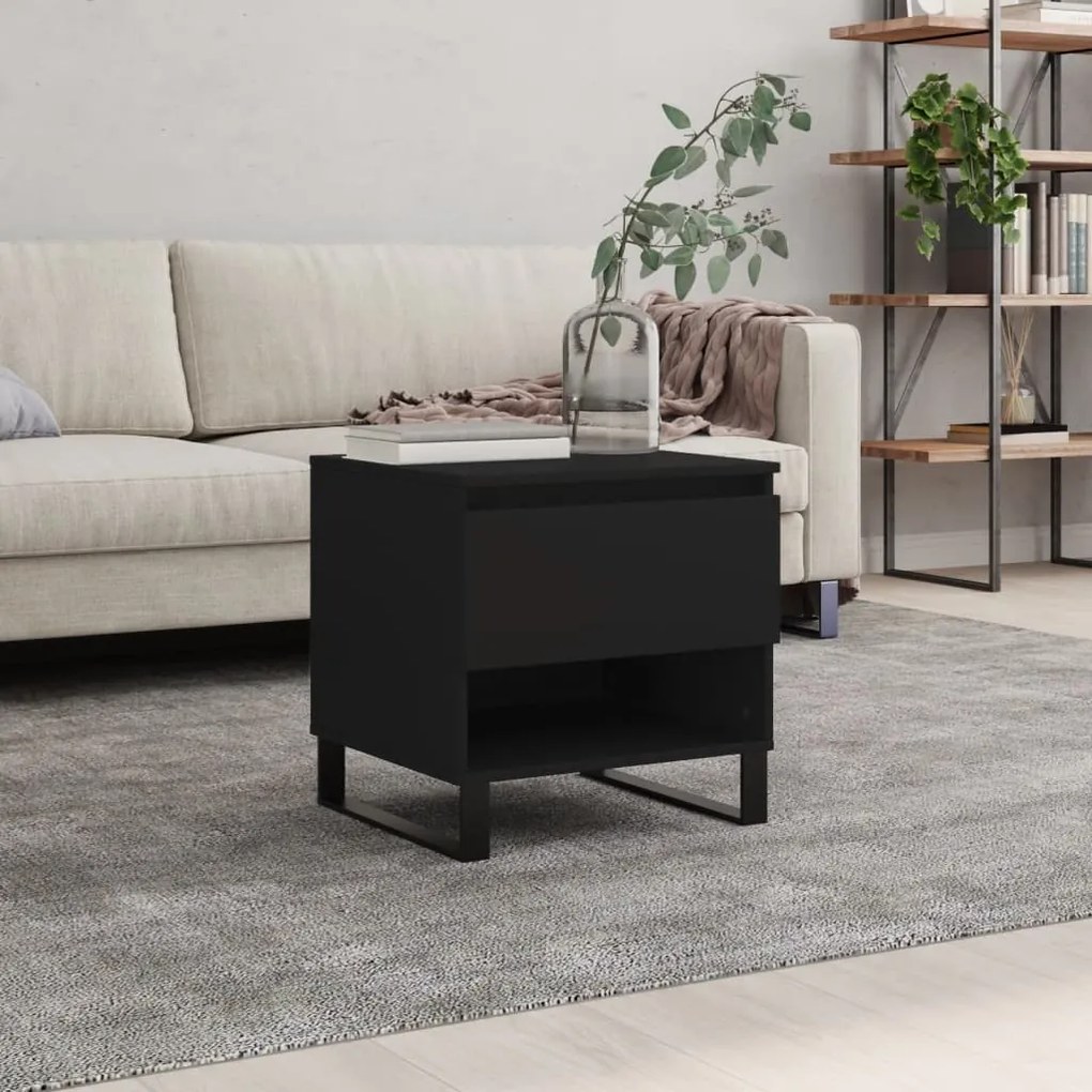 Tavolino Da Salotto Nero 50x46x50 Cm İn Legno Multistrato /