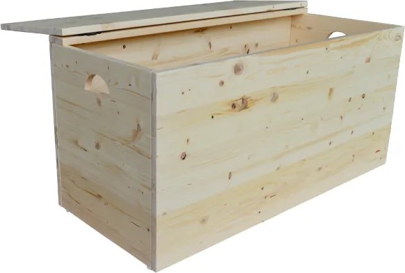 Cassapanca pouf contenitore in legno massello NATURALE cm 98