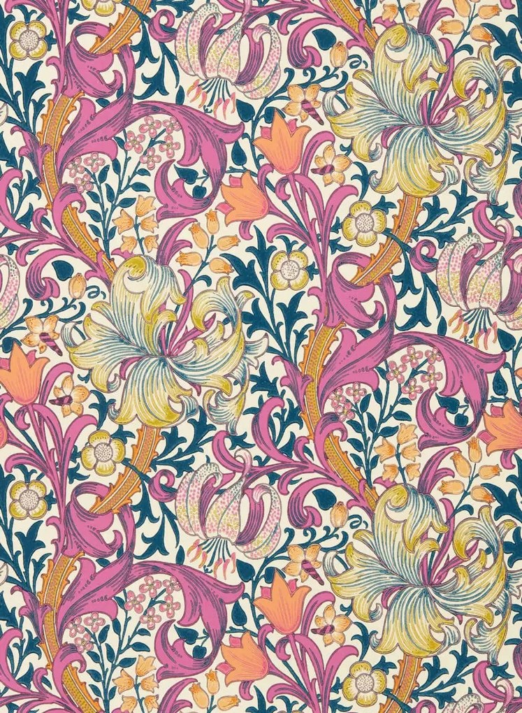 Morris & Co Carta da parati Golden Lily - Pink Fizz