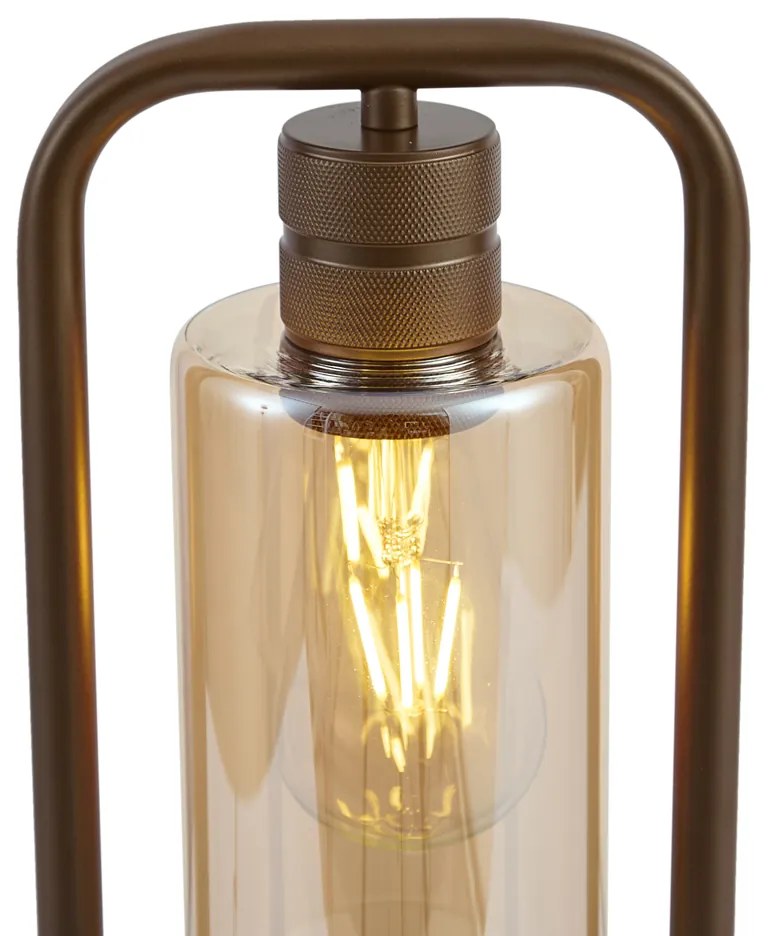 Lampada da tavolo Hotel Chic bronzo scuro con vetro ambrato - Stavelot