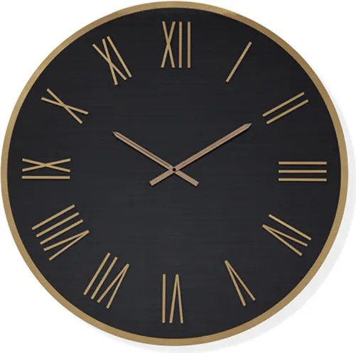 Orologio rotondo D80 cm in Laminam Nero con dettagli Rame LAZARUS