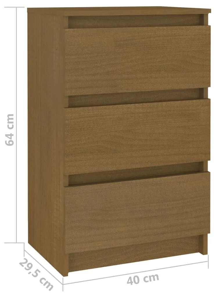 Comodino Miele 40x29,5x64 cm in Legno Massello di Pino