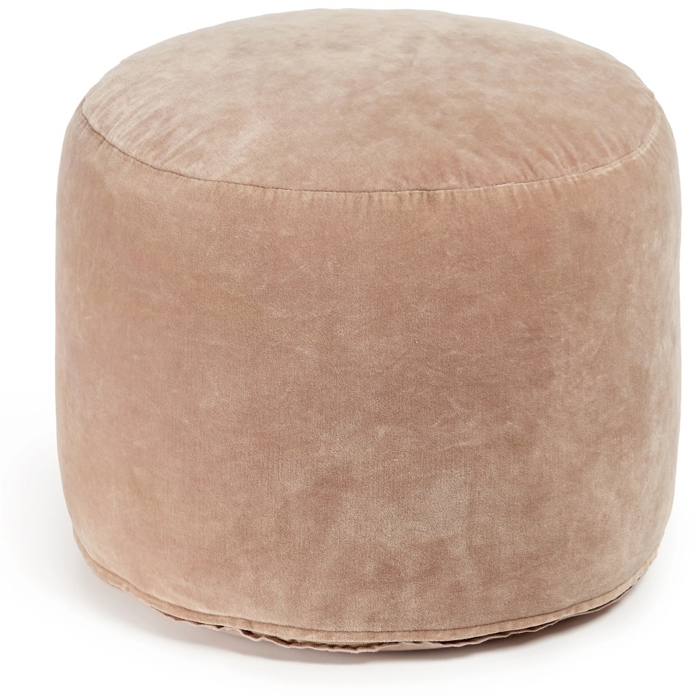 Kave Home - Pouf rotondo Angelica 100% 100% cotone in velluto rosa Ø 45 cm