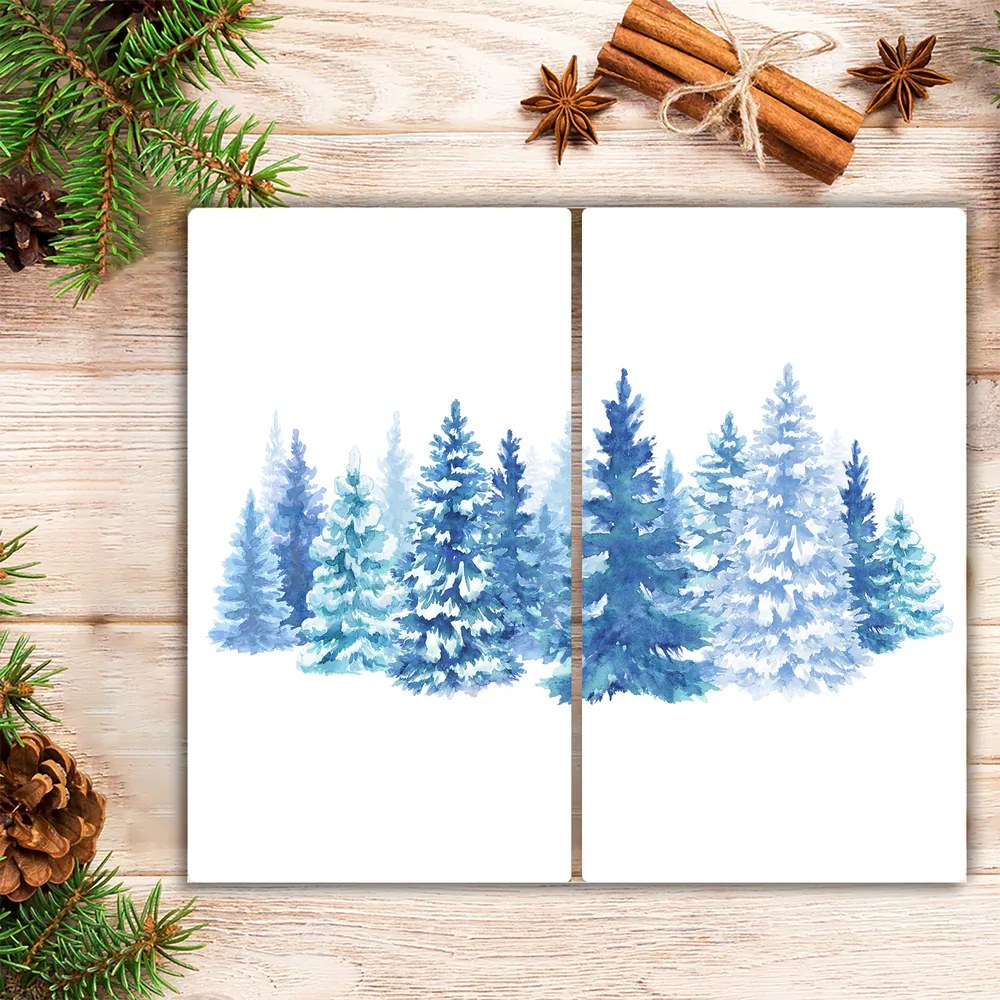 Tagliere in vetro Alberi di Natale Neve Inverno 60x52 cm