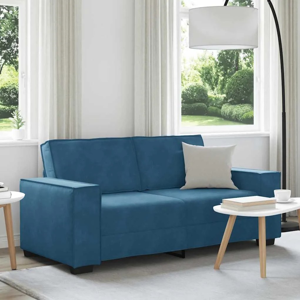 Divano A 2 Posti Blu 140 Cm İn Velluto /