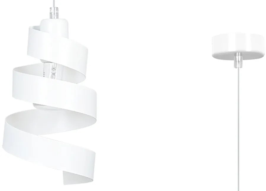 Sospensione Moderna 1 Luce Tristano In Acciaio Bianco Con Fasce A Spirale