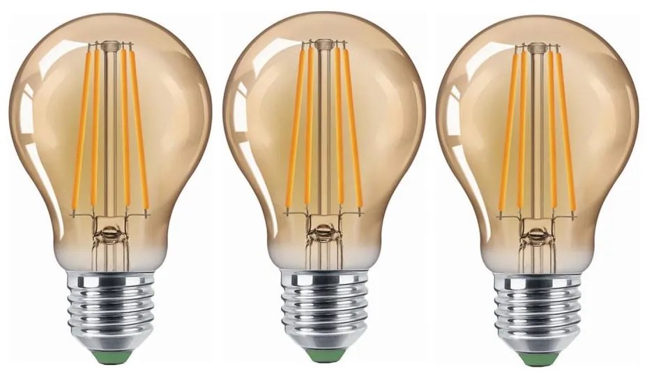 SET 3x Lampadina LED CLASIC AMBER A60 E27/9W/230V 2200K - Brilagi