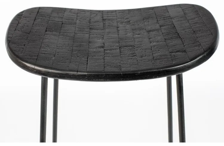 Sedia da bar nera in teak massiccio (altezza della seduta 76 cm) Tangle – White Label