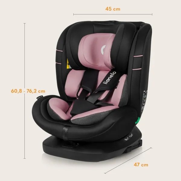 Lionelo - Seggiolino auto con base girevole BASTIAAN i-Size 40-150 cm Rosa