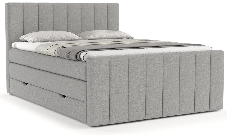 Letto boxspring grigio chiaro con contenitore 180x200 cm Ruby - Maison de Rêve