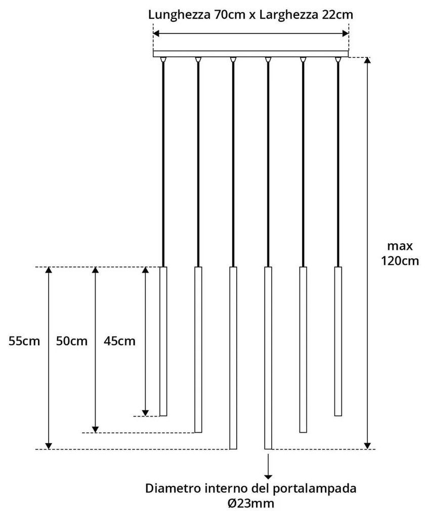 Lampadario a sospensione SELTER 6 BLACK