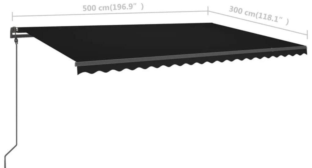 Tenda da Sole Retrattile Manuale con Pali 5x3 m Antracite