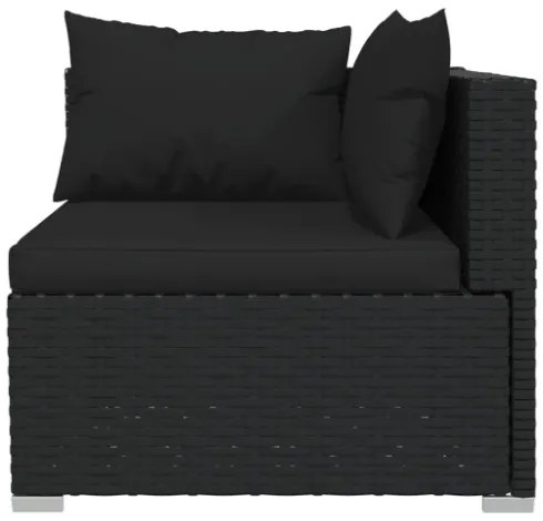 Set Divani da Giardino 9 pz con Cuscini in Polyrattan Nero