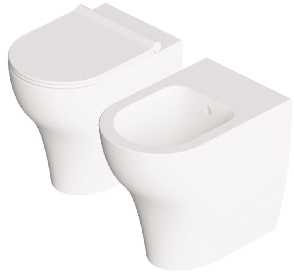 Coppia Di Sanitari a Terra Senza Brida Alice Ceramica "Unica" Bianco Lucido